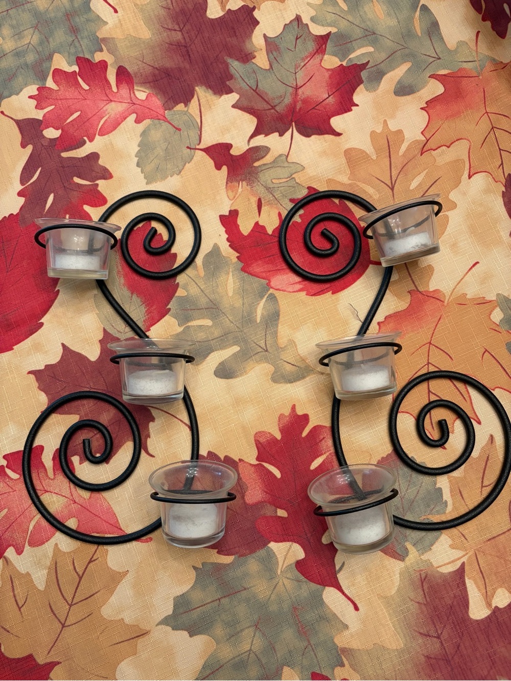 Black Swirl Wall Tea Light Candle Holders - Set of 2